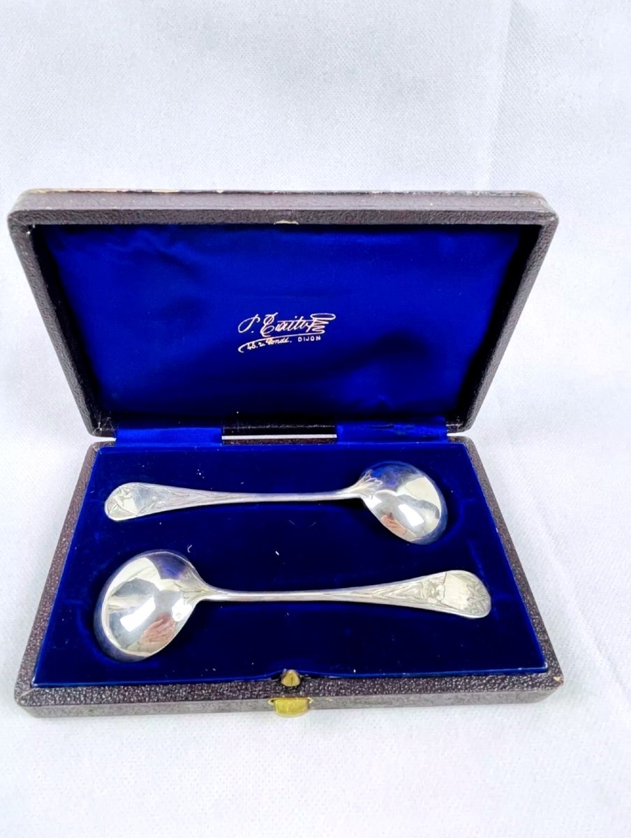 Box Of 2 Mustard Spoons In Sterling Silver