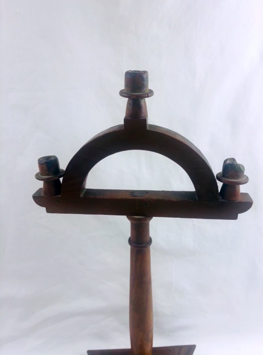 Old Freemasonic Wooden Candlestick-photo-3