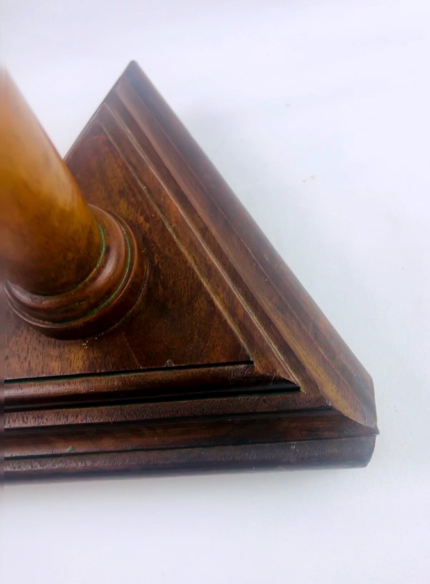 Old Freemasonic Wooden Candlestick-photo-2