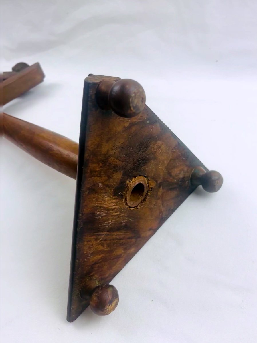 Old Freemasonic Wooden Candlestick-photo-3