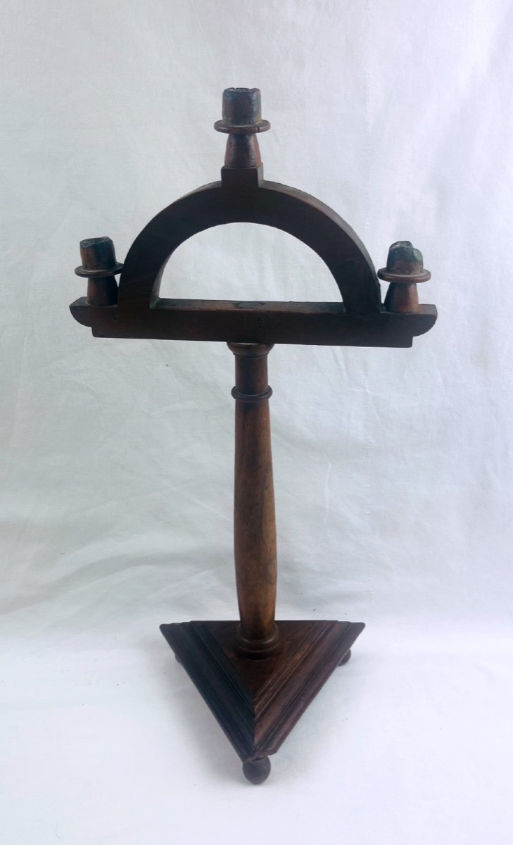 Old Freemasonic Wooden Candlestick