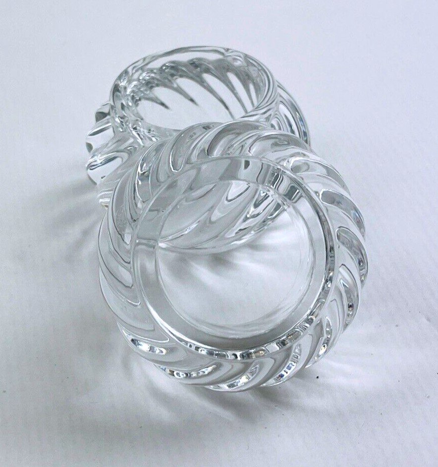 Rare Pair Of Baccarat Crystal Napkin Rings Tors Model-photo-2