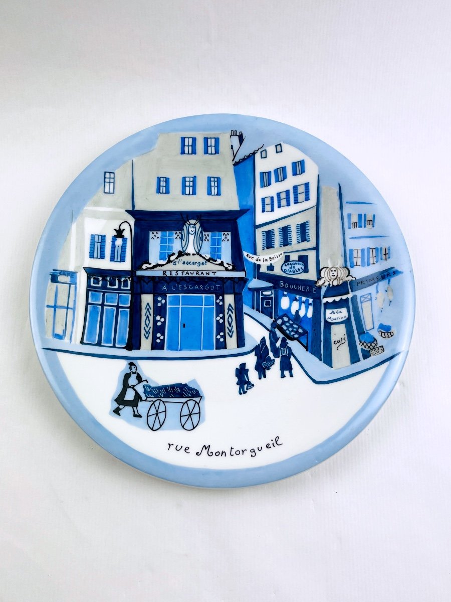 Porcelain Plate After Catherine De Boysson For Primavera "rue Montorgueil"