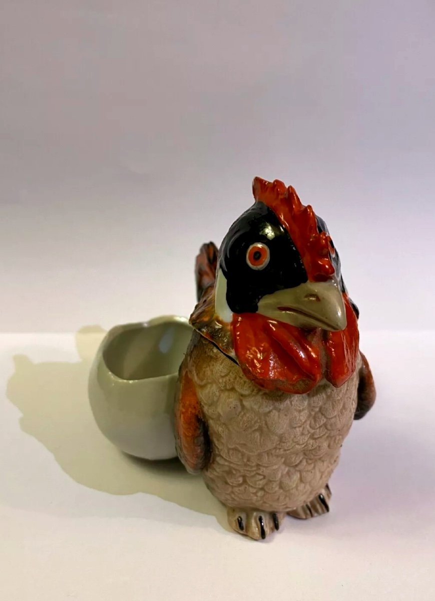 Porcelain Condiment Set With Chicken, Salt, Pepper And Mustard