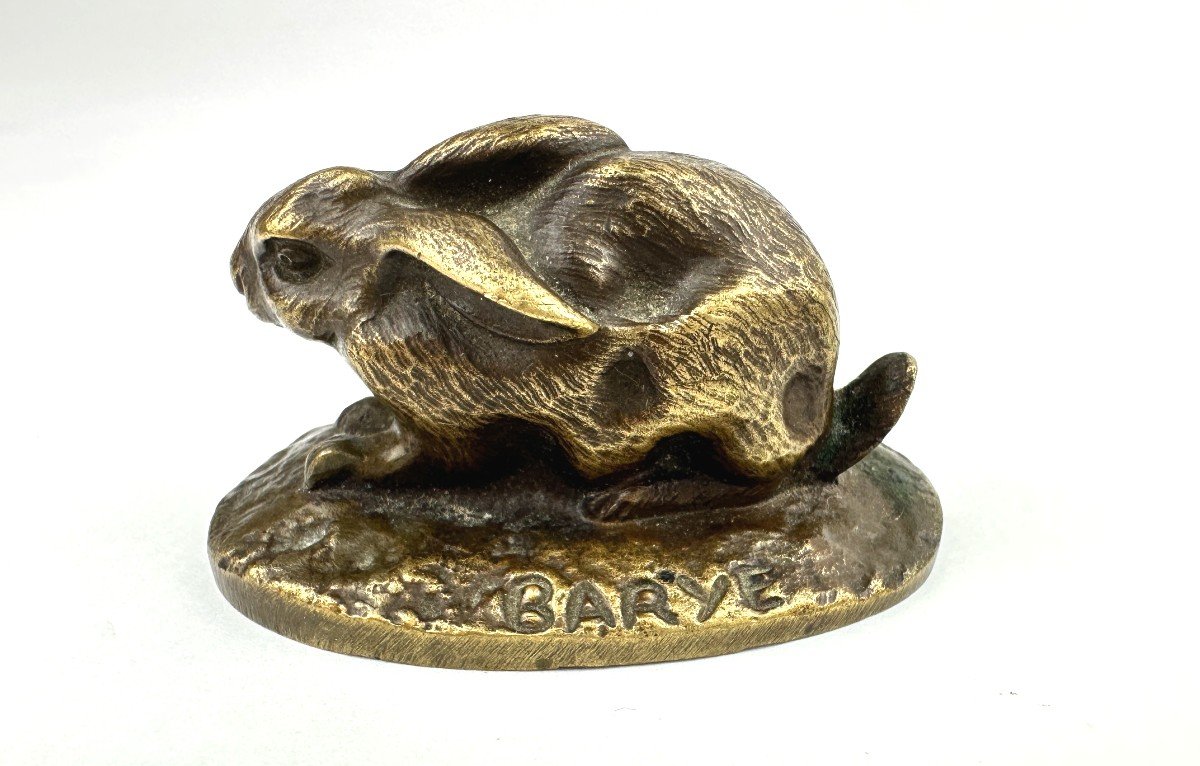 Lapin oreilles couchées - Antoine Louis Barye (d'après) - Patine Noire - circa 1860