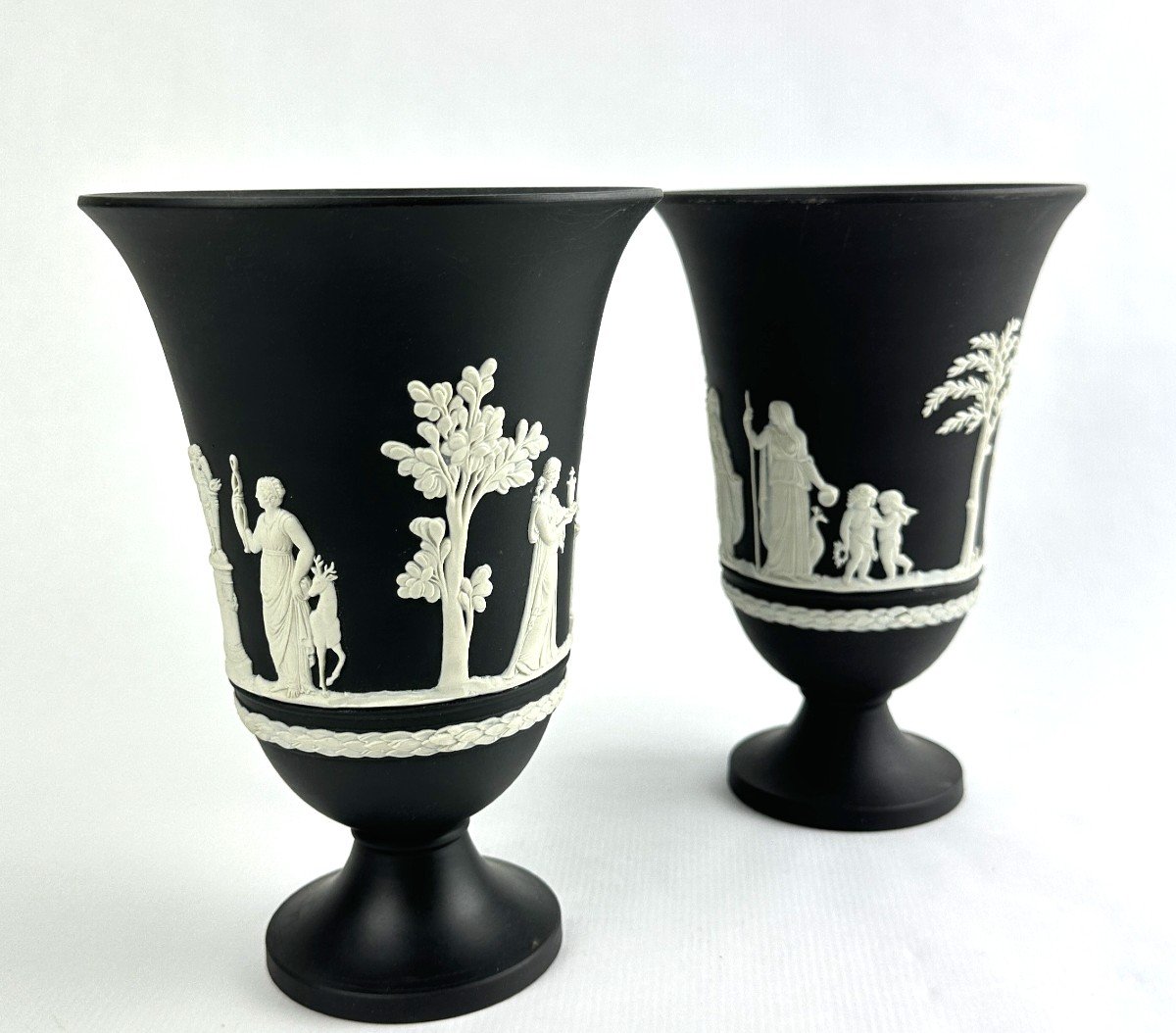 Pair Of Wedgwood Black Basalt Vases -photo-3