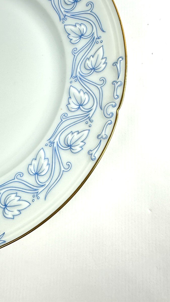 Assiette Plate Service Impératrice Haviland Limoge - Bleue sur fond blanc - Diamètre 25,5 Cm-photo-2