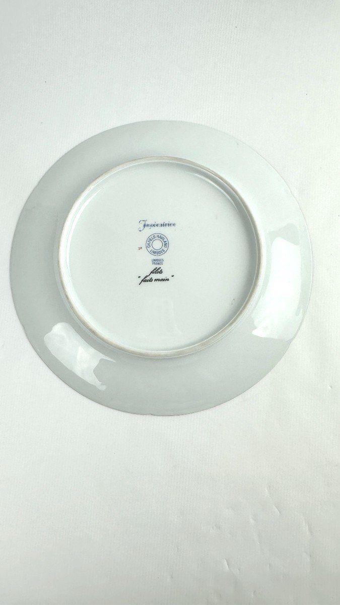 Assiette Plate Service Impératrice Haviland Limoge - Bleue sur fond blanc - Diamètre 25,5 Cm-photo-1