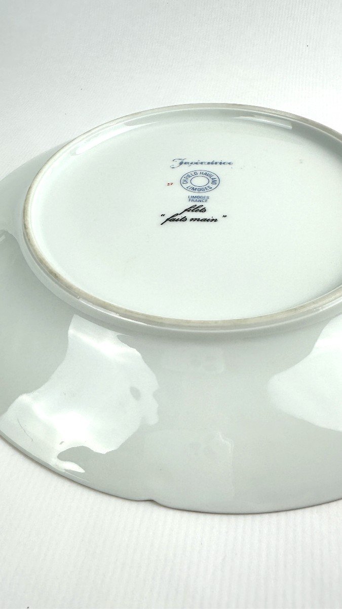 Assiette Plate Service Impératrice Haviland Limoge - Bleue sur fond blanc - Diamètre 25,5 Cm-photo-2