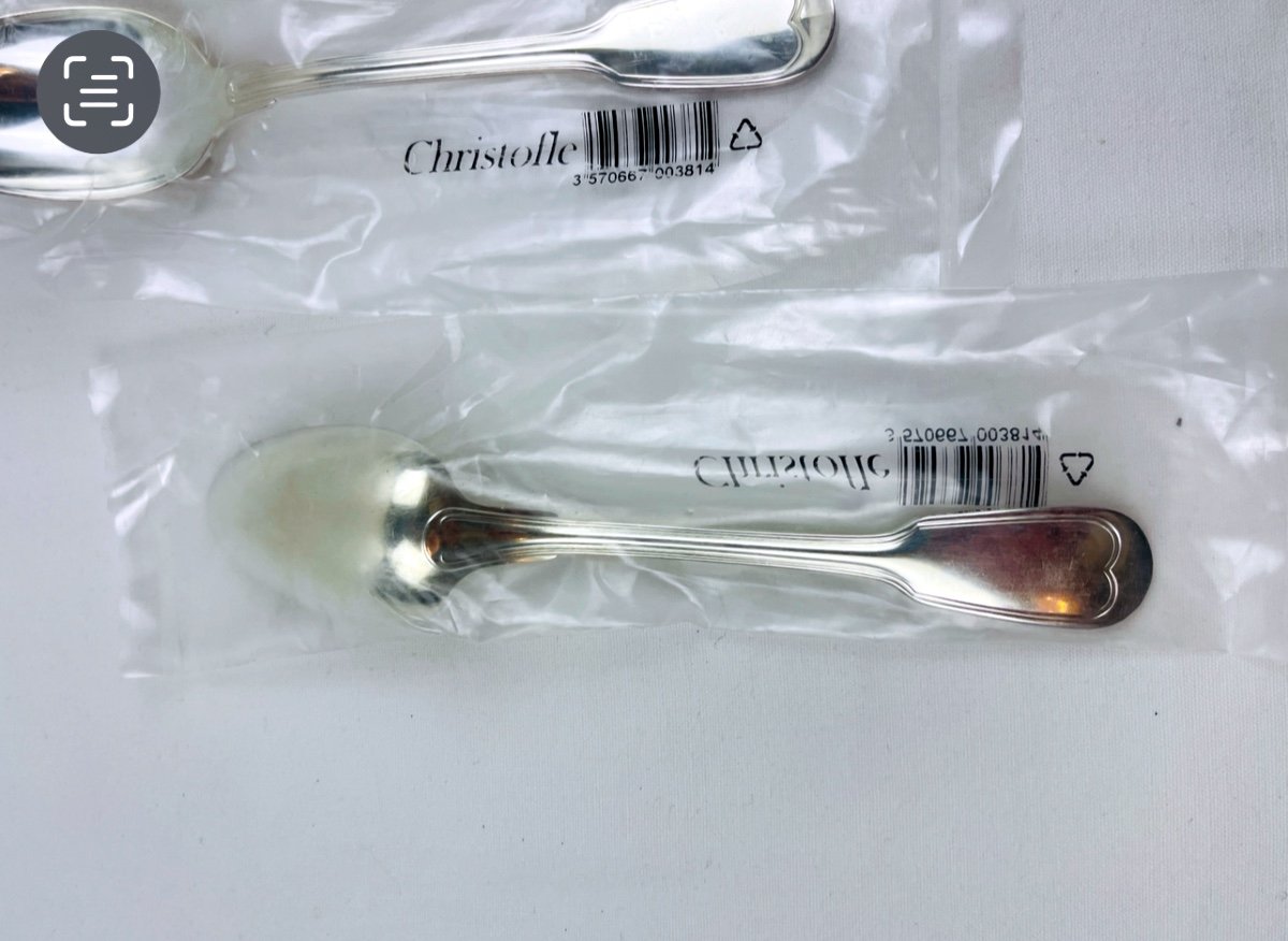 Set Of 3 Christofle Filet Model Dessert Spoons, Chinon-photo-3