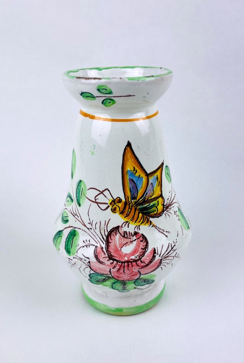 Small Italian Earthenware Vase With Butterfly Motif