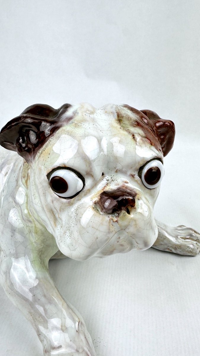 3 Joseph Filmont Bulldogs In Cracked Ceramic-photo-3