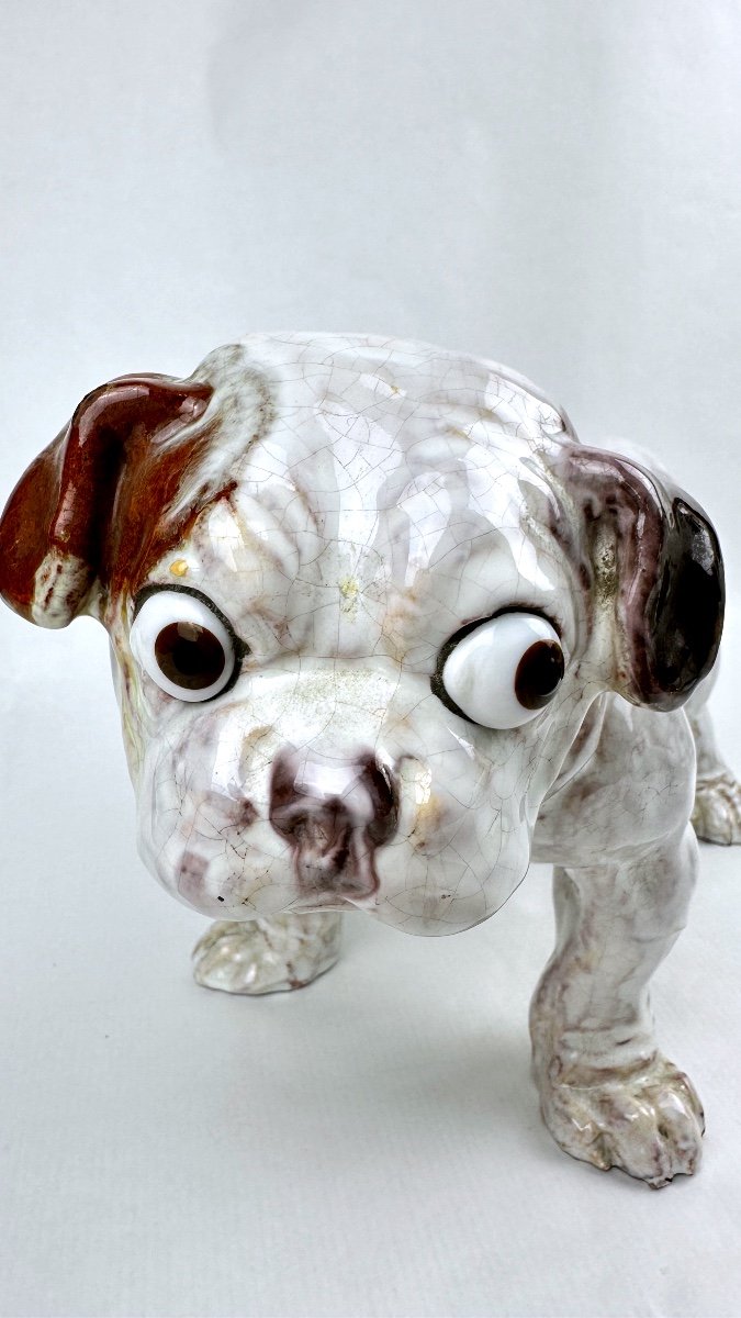 3 Joseph Filmont Bulldogs In Cracked Ceramic-photo-5