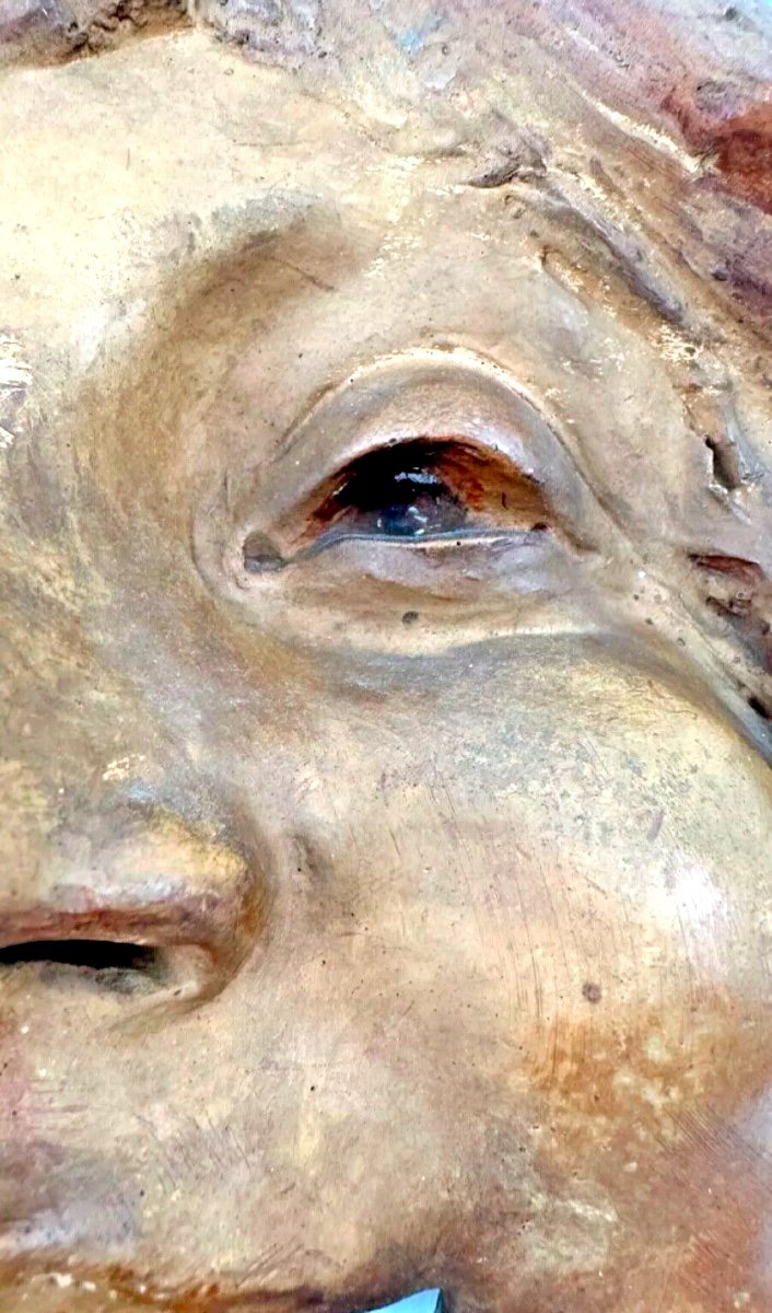 Terracotta Mask After Marc Decam (1908-2022) Smiling Face-photo-4