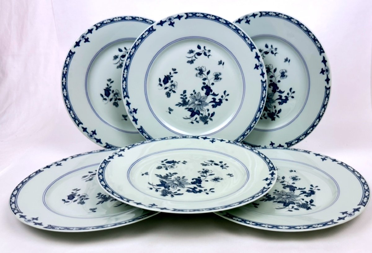 Set Of 6 Limoges Porcelain Plates, Raynaud Decor Called Amphitrite