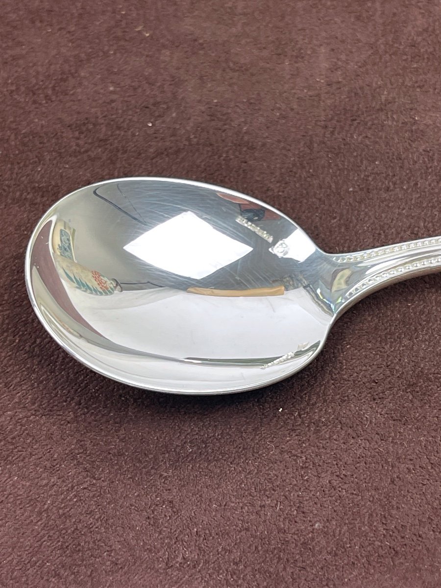 Christofle Consommé Spoon In Solid Silver, Sterling 925, Pearls Model-photo-2