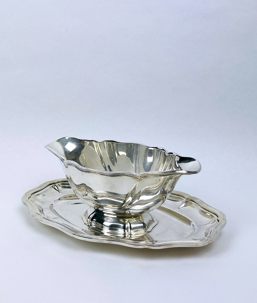 Saint Médard Louis XV Style Silver Metal Sauce Boat