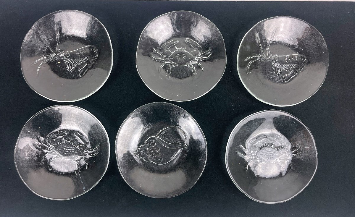 Set Of 6 Seafood Plates By Göran Wärff For Kosta Boda