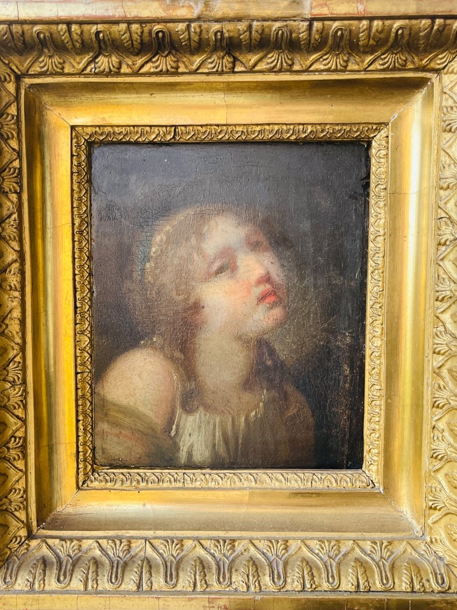 Oil On Panel 18th Century In The Style Of Greuze, Child In Beatitude