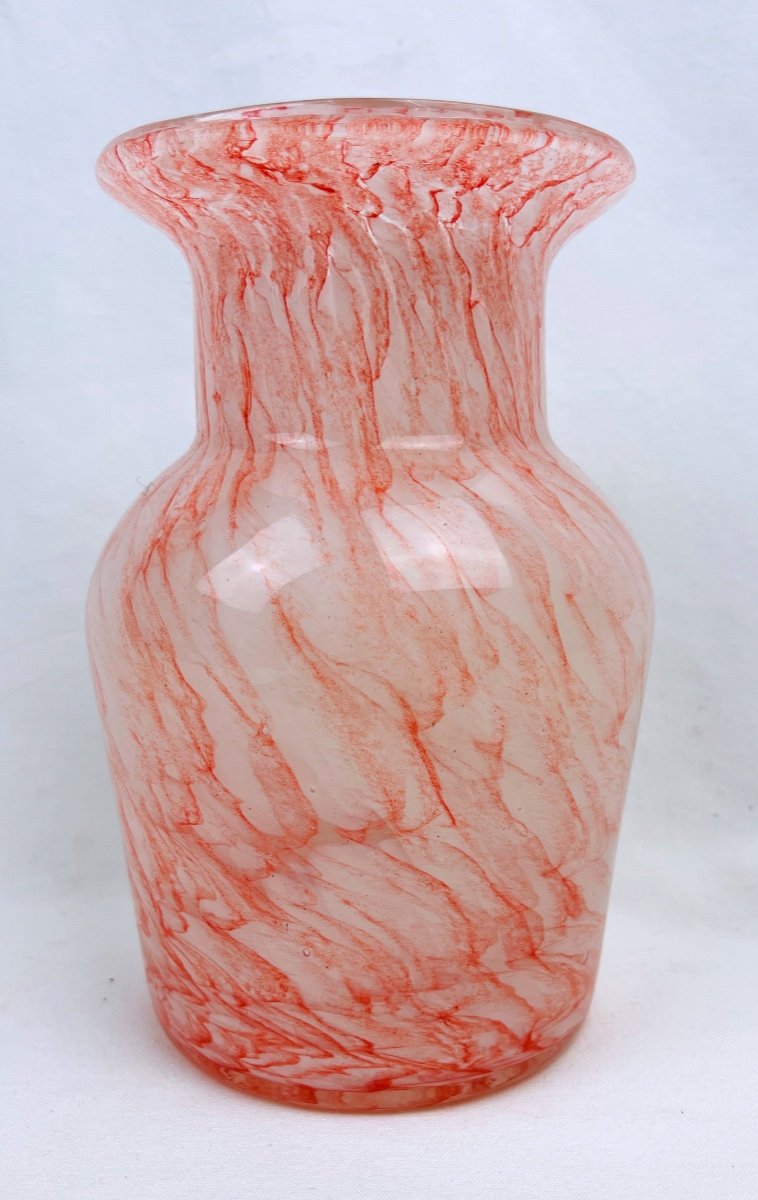 Pink Marbled Glass Vase, Murano-photo-2