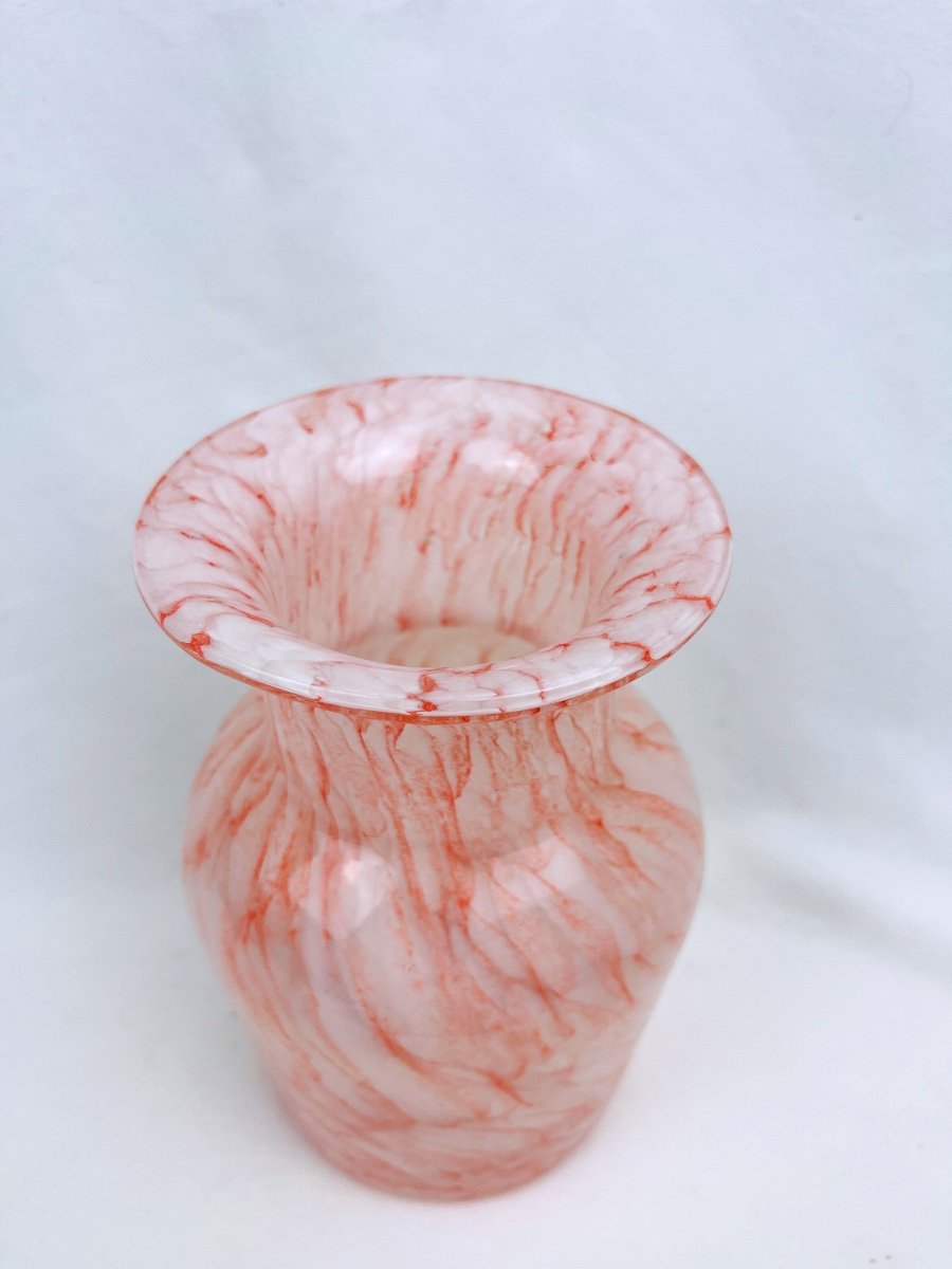 Pink Marbled Glass Vase, Murano-photo-3