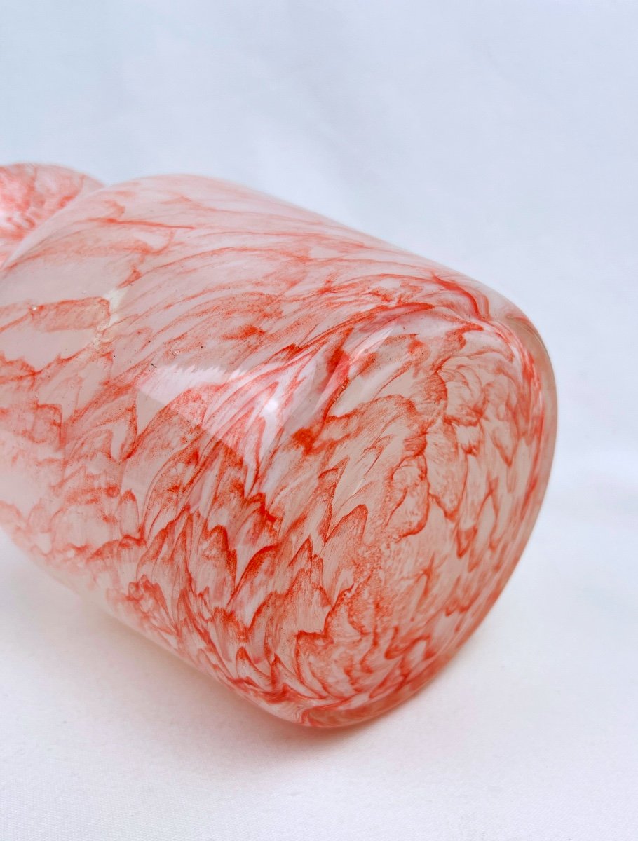 Pink Marbled Glass Vase, Murano-photo-4