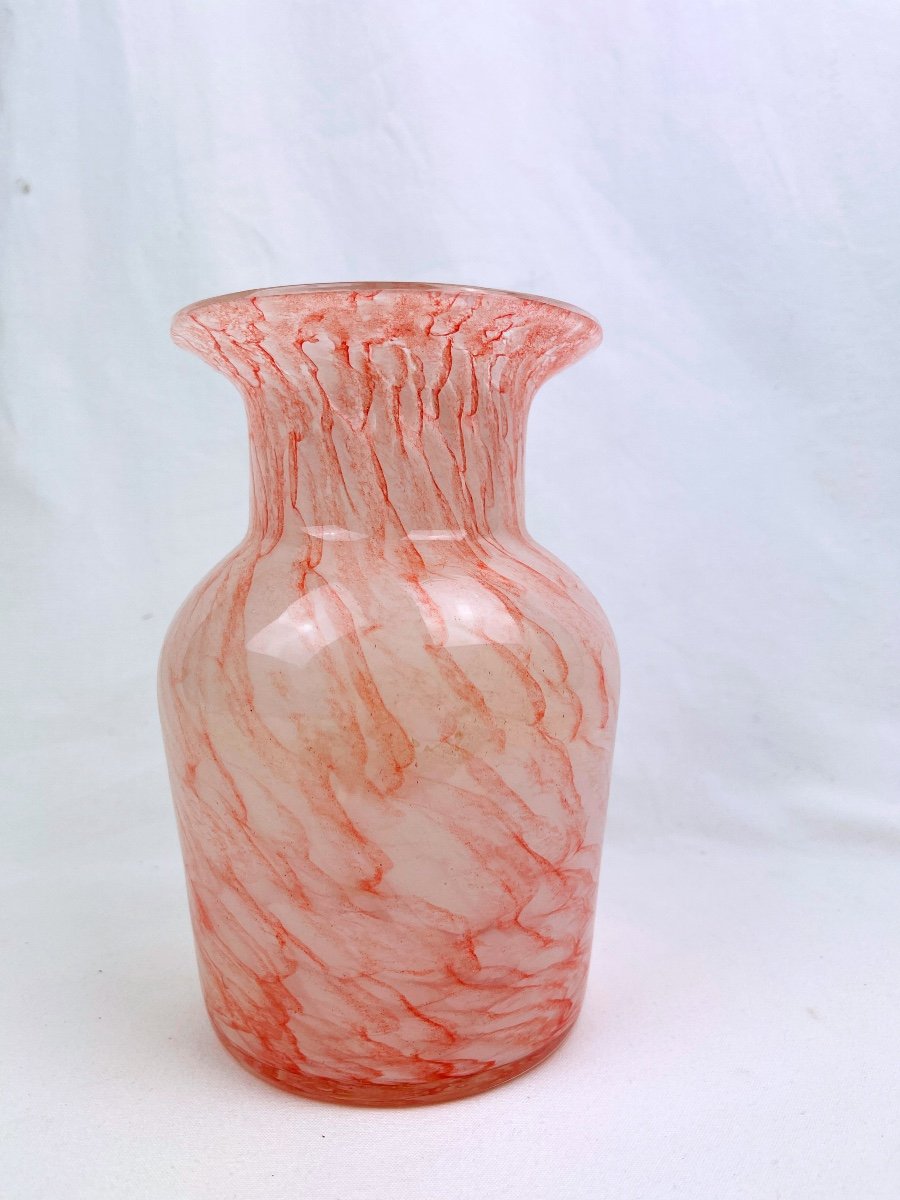 Pink Marbled Glass Vase, Murano-photo-3