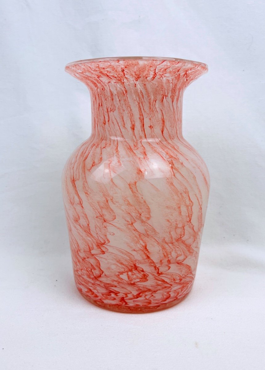 Vase En Verre Marbré Rose , Murano