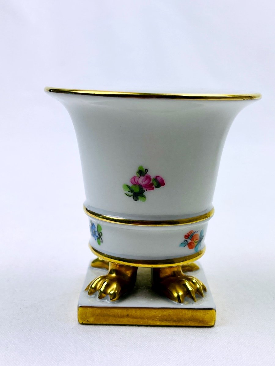 Pair Of Small Herend Porcelain Cornet Vases-photo-3