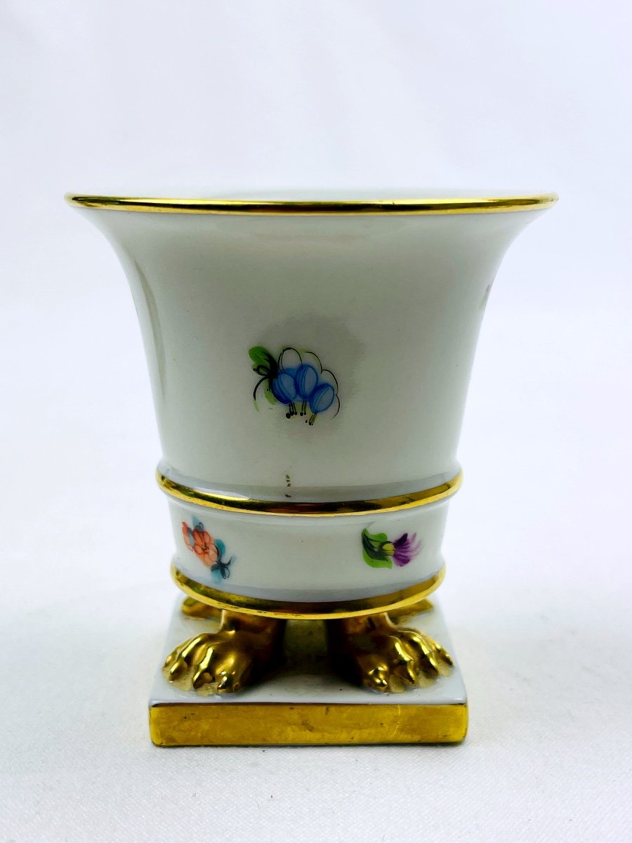 Pair Of Small Herend Porcelain Cornet Vases-photo-1