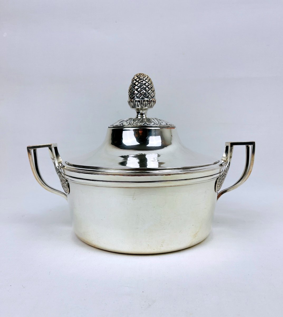 Empire Style Silver Metal Covered Vegetable Dish, 19th Century