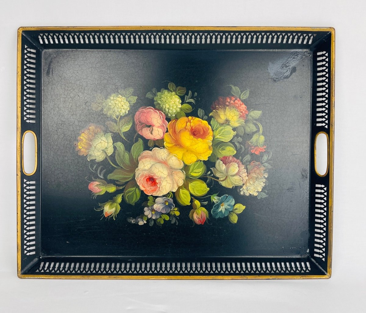 19th Century Painted Sheet Metal Serving Tray