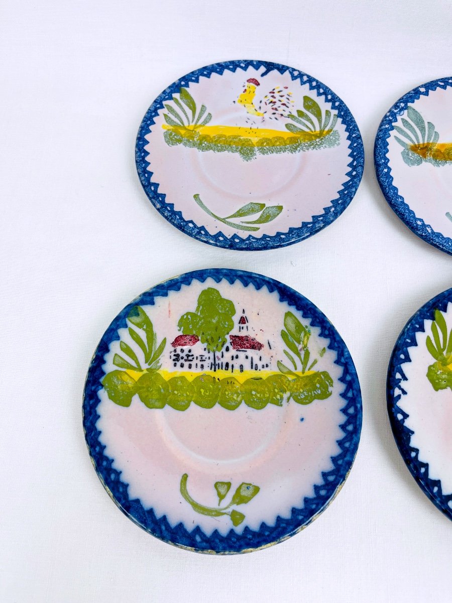 Set Of 6 Small Charolles Earthenware Plates, Bread Plates-photo-2