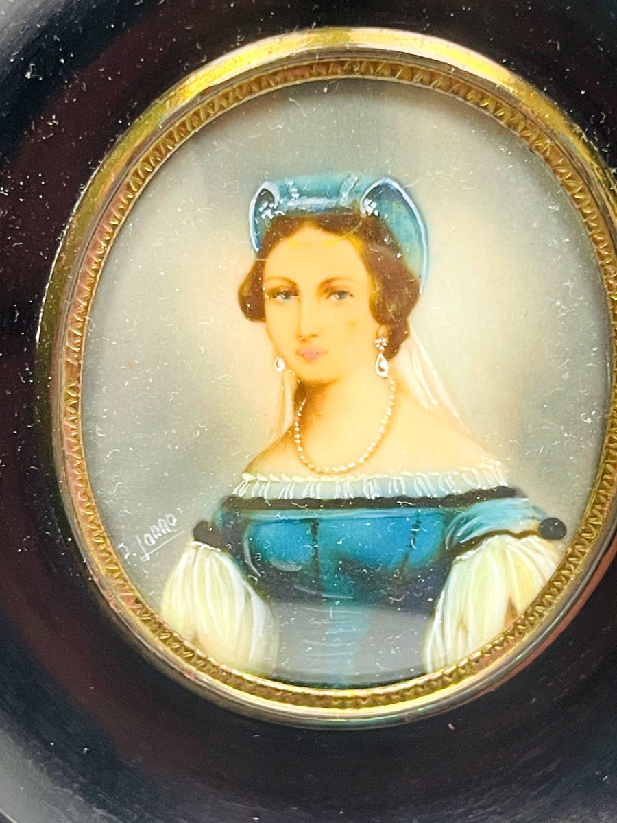 Miniature, Portrait De Dame à La Robe Bleue-photo-2