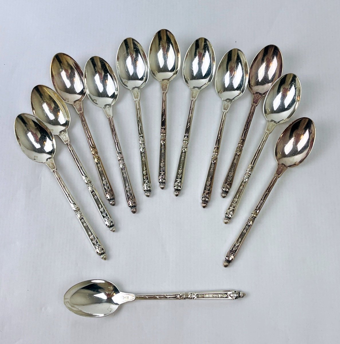 Set Of 12 Small Mocha Spoons, Russian Style