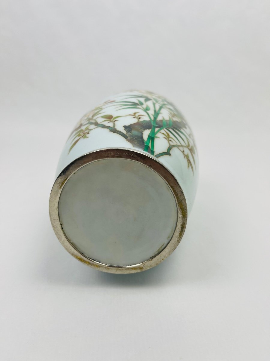 Japanese Cloisonné Enamel Vase In The Style Of Ando Jubei-photo-2