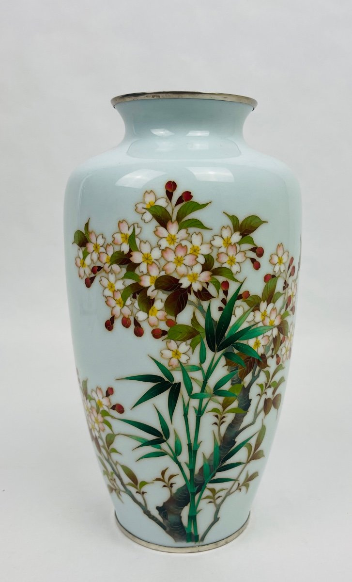 Japanese Cloisonné Enamel Vase In The Style Of Ando Jubei