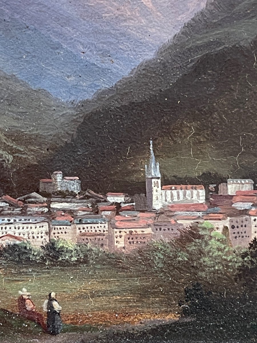 Huile Sur Panneau, Paysage Montagneux, école Suisse XIXème-photo-4