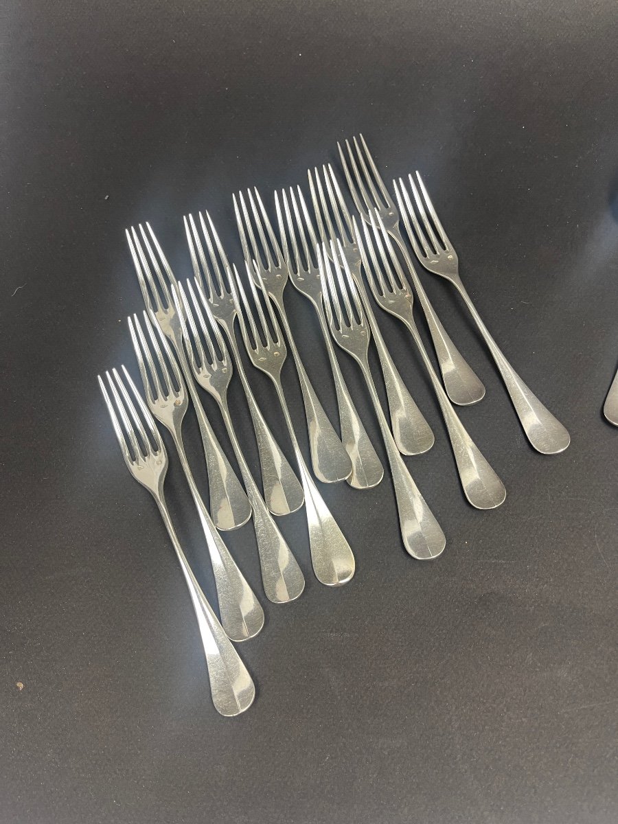 12 Dessert Cutlery, Solid Silver Edmond Bonnesoeur-photo-2