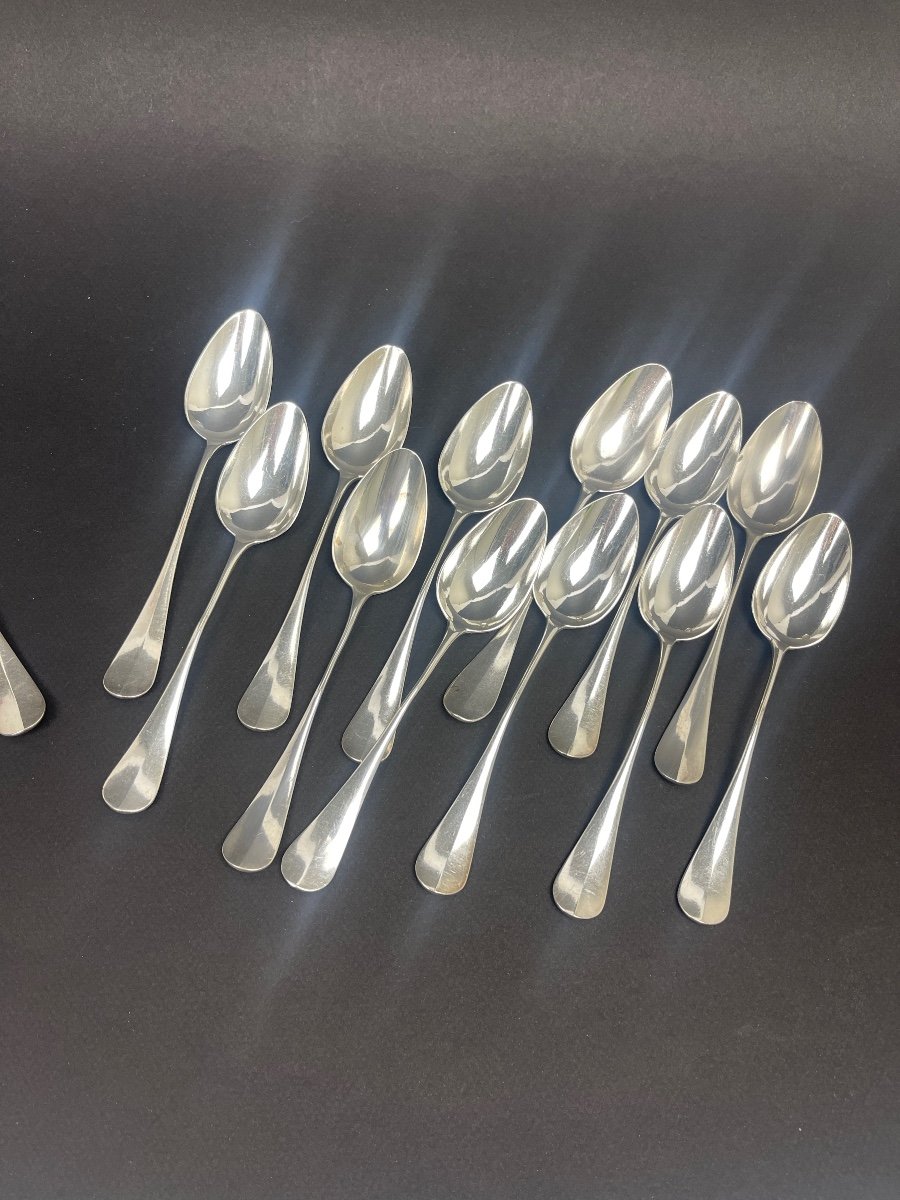 12 Dessert Cutlery, Solid Silver Edmond Bonnesoeur-photo-3