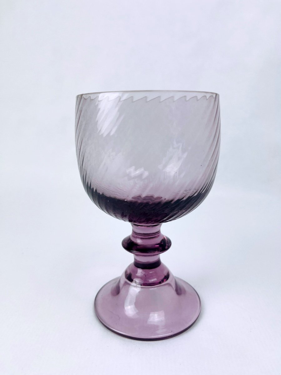 Set Of 6 Purple Crystal Wine Glasses From The 70s/80s-photo-3