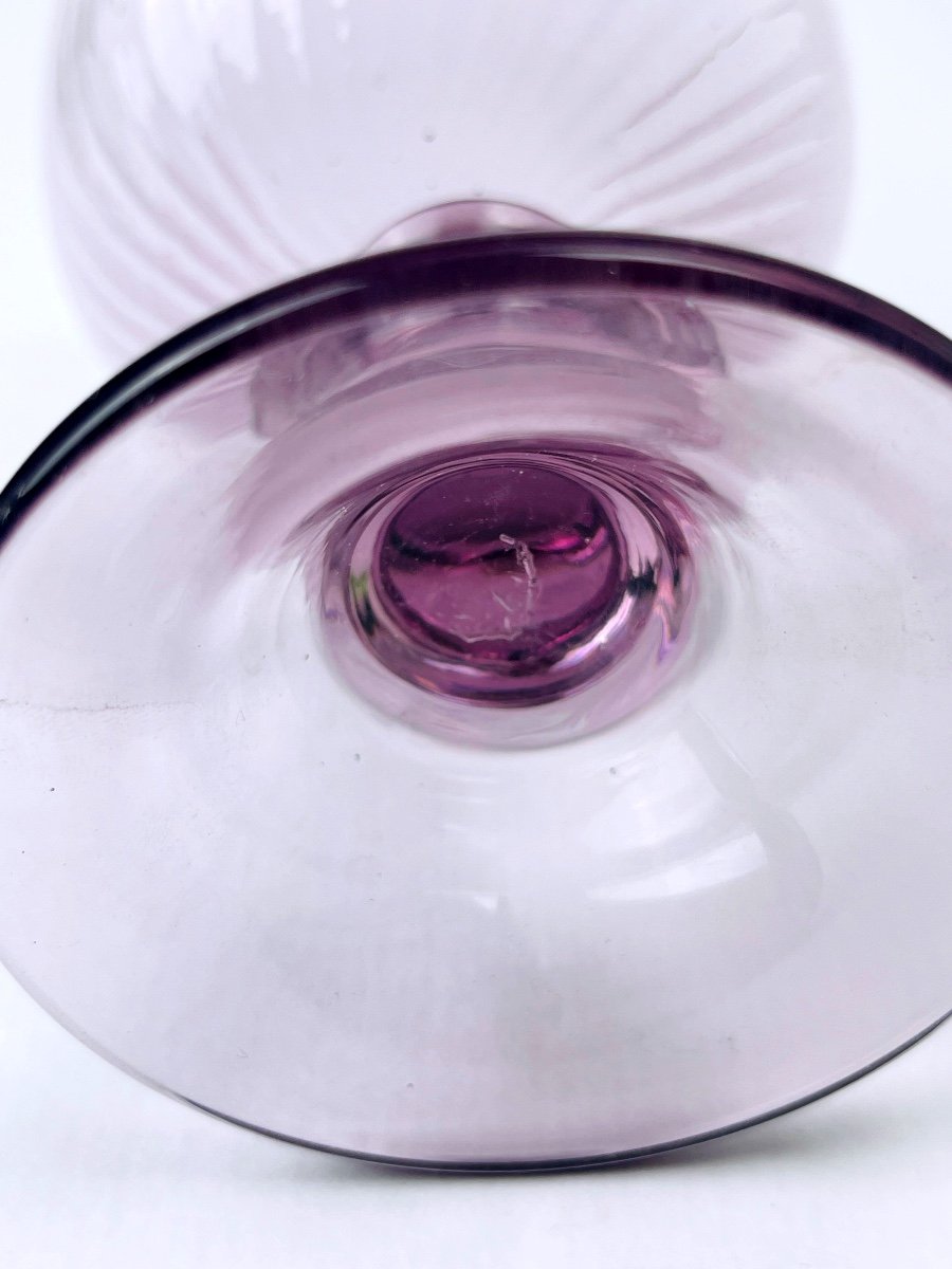 Set Of 6 Purple Crystal Wine Glasses From The 70s/80s-photo-3