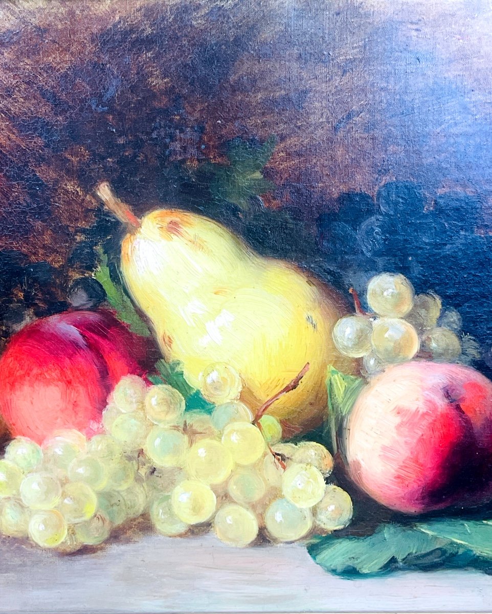 Louise Cécile Descamps-sabouret, Nature Morte Aux Fruits, Huile Sur Toile Signée -photo-3