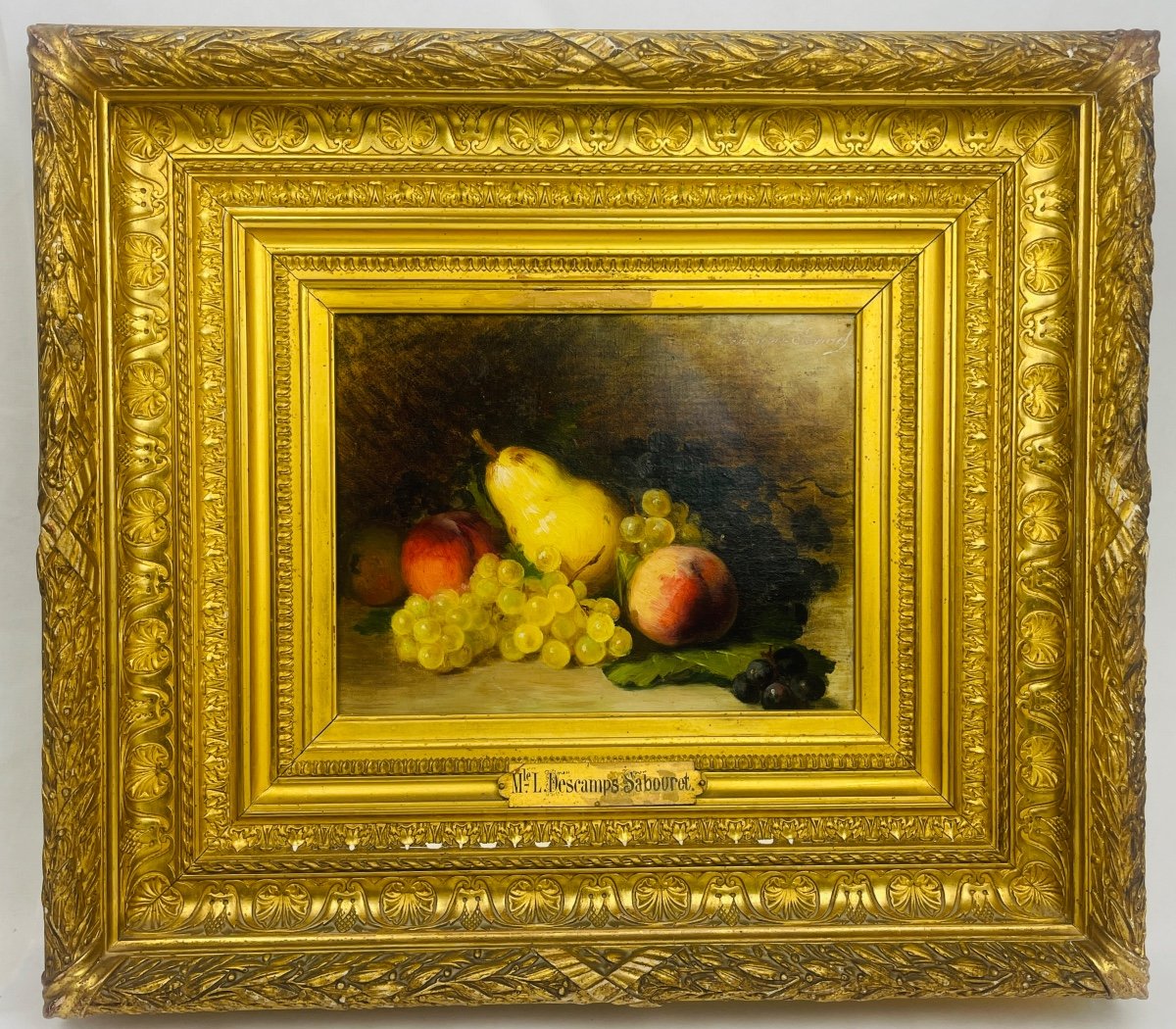 Louise Cécile Descamps-sabouret, Nature Morte Aux Fruits, Huile Sur Toile Signée 