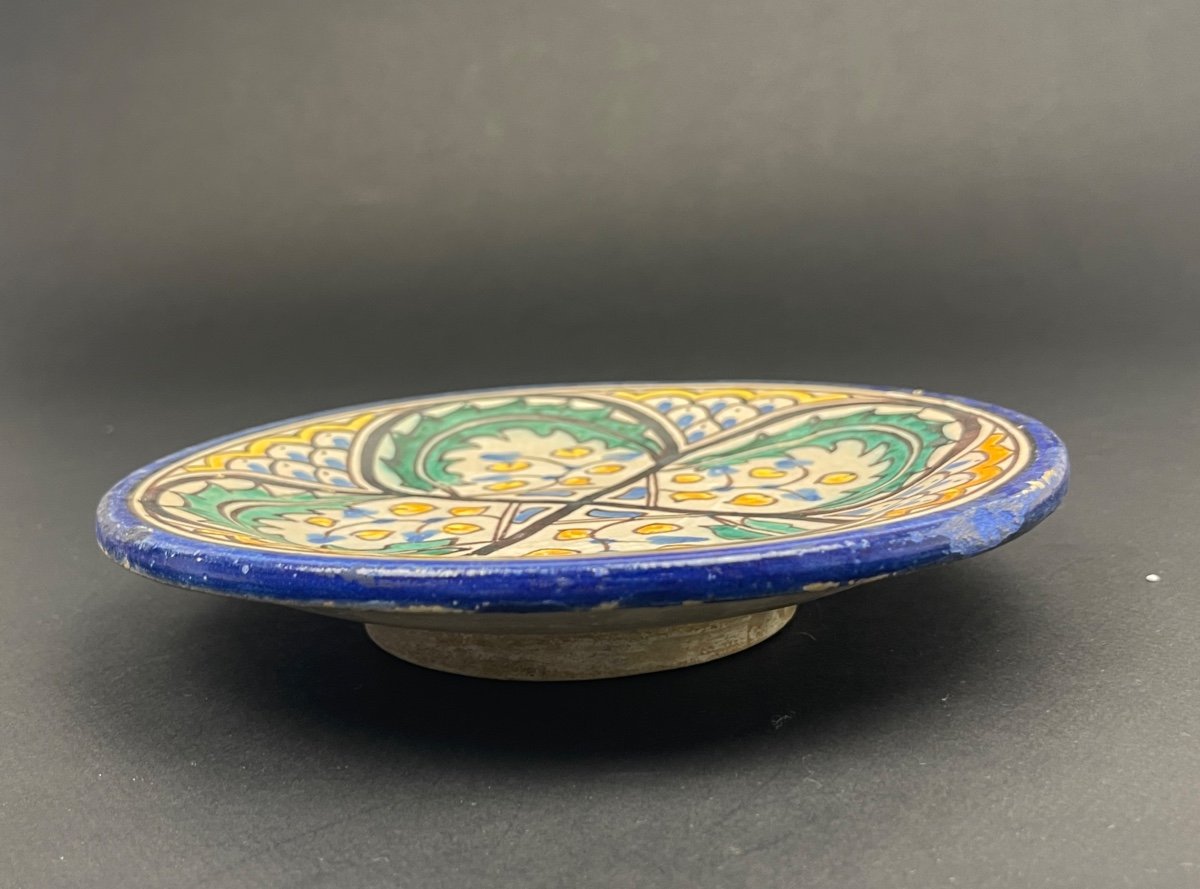 Morocco, Cup, Plate On Heel In Fez Earthenware, Mid 20th Century-photo-1