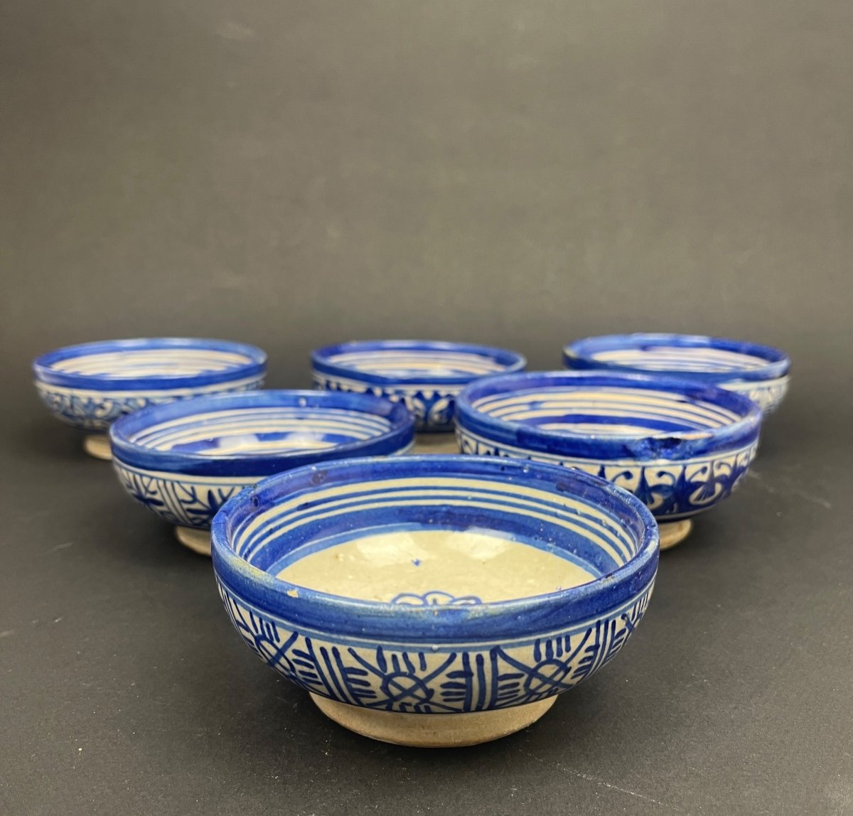 Morocco, Suite Of 6 Ceramic Bowls From Fez Serghini Père -photo-2