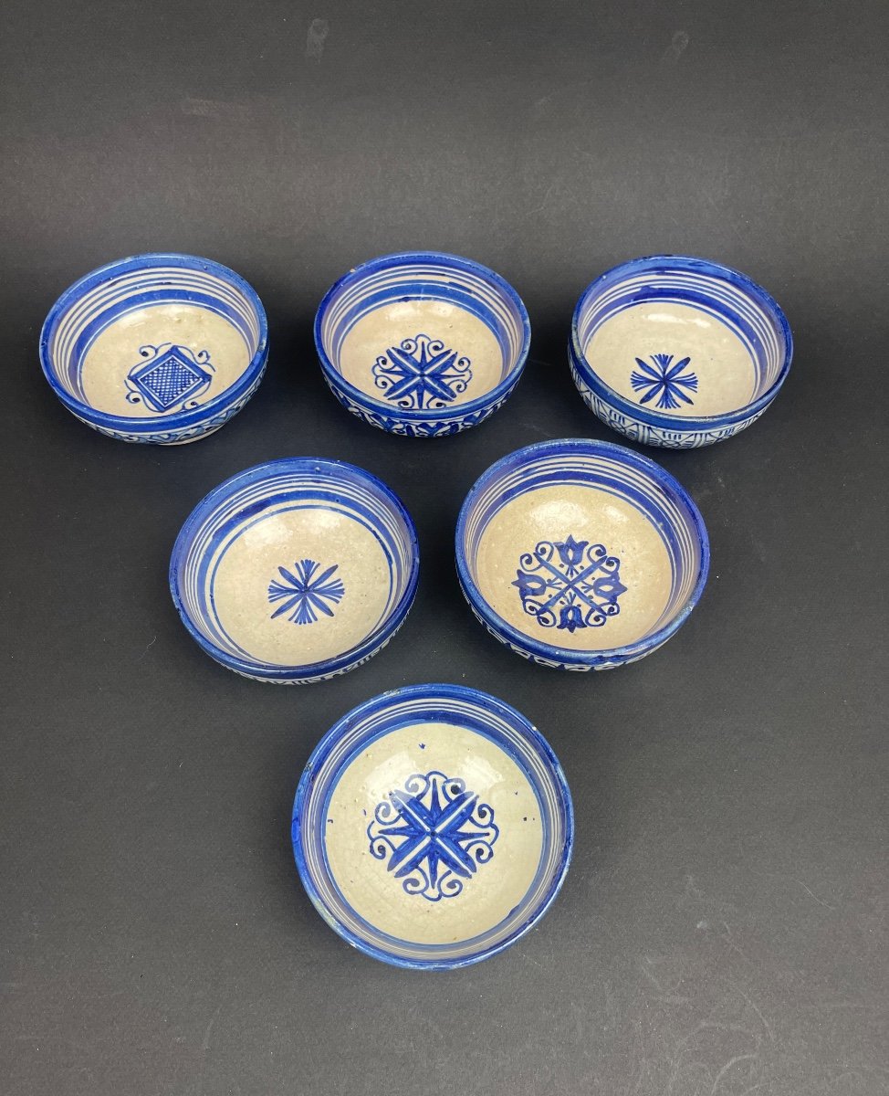 Morocco, Suite Of 6 Ceramic Bowls From Fez Serghini Père -photo-8