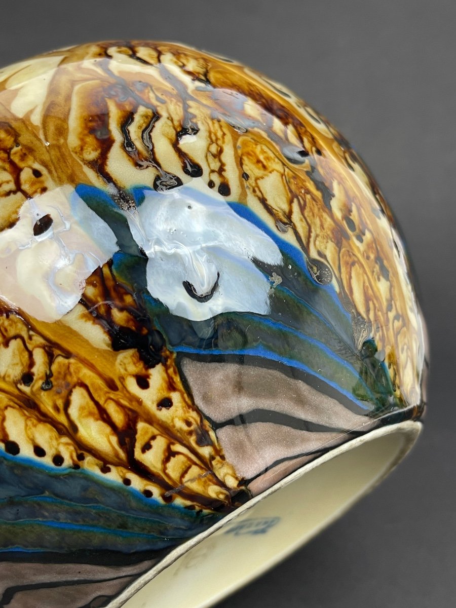 Art Deco Ball Vase In Limoges Porcelain By Camille Tharaud-photo-3