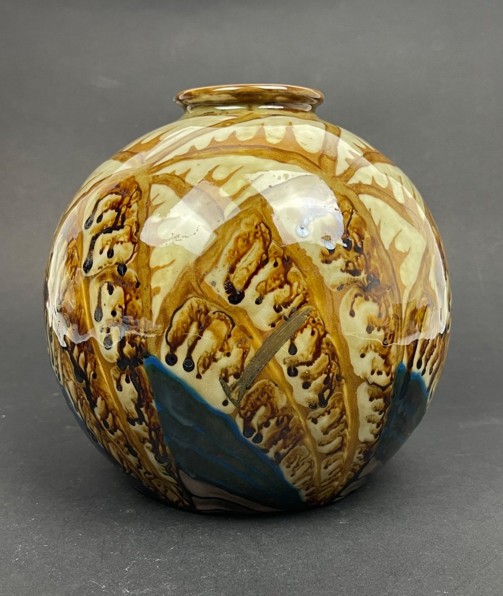 Art Deco Ball Vase In Limoges Porcelain By Camille Tharaud