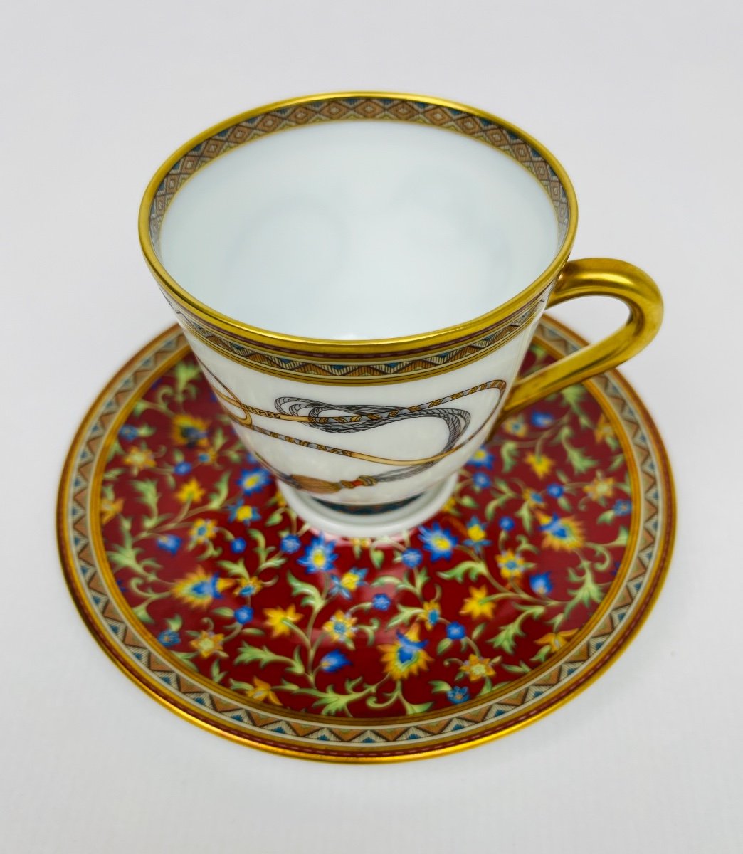 Hermès, Oriental Horse Porcelain Coffee Cup And Saucer No. 1-photo-2